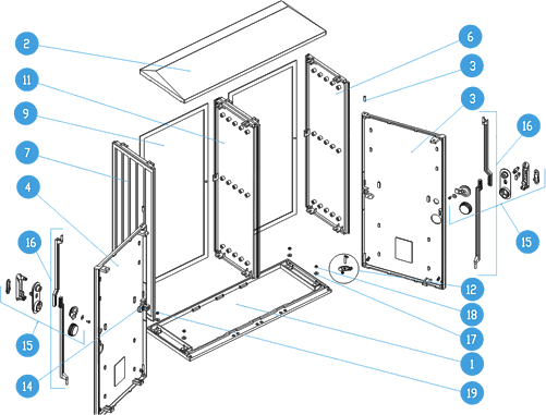 Polyester electrical enclosures 320mm - with a vertical partition