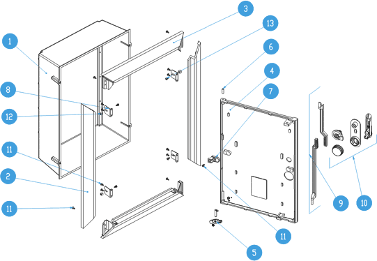 OTW flush-mounted enclosures (polyester thermosetting) - construction
