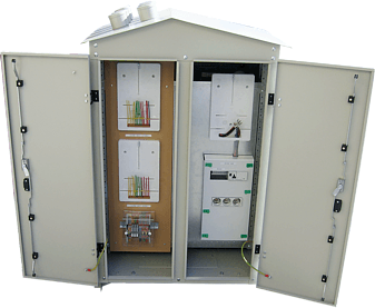 RSW pole transformer station switchgear with measuring and street lighting control system